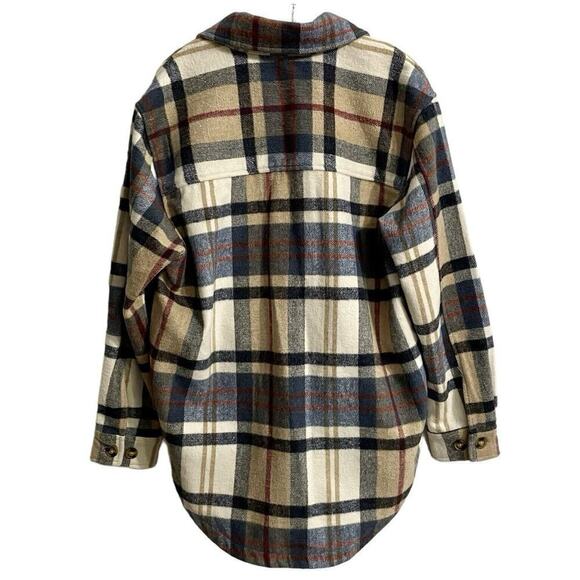 Buffalo David Bitton Shirt Jacket Large Men Blue Plaid Flannel Shacket P… - Picture 2 of 8